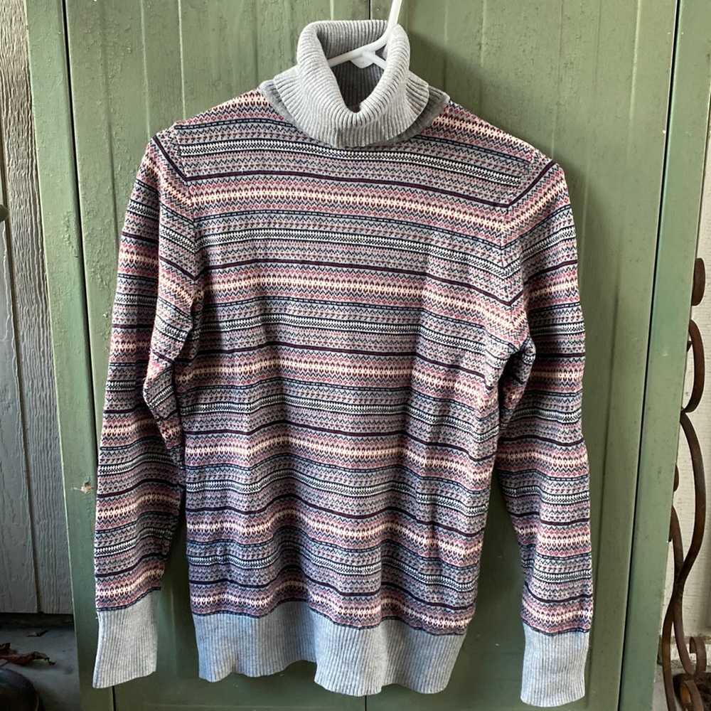 L.L. Bean Women's Cotton/Cashmere Sweater, Fair Isle Turtleneck, Regular S